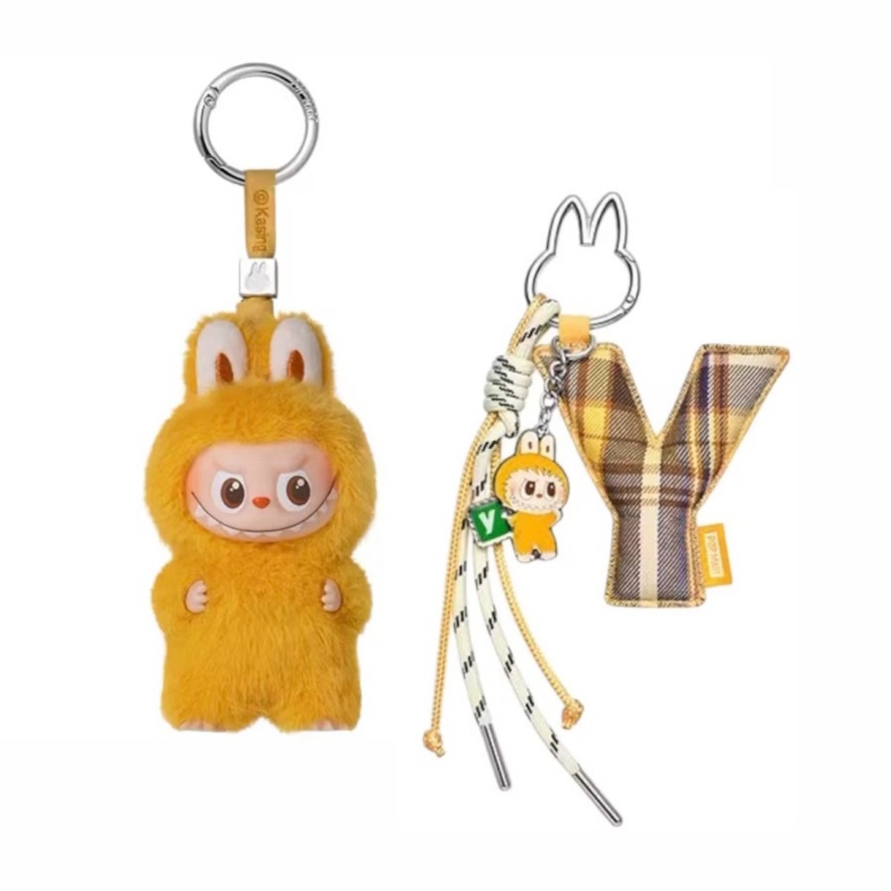 POP MART Pin For Love “Y” Labubu Vinyl Plush and Letter Pendant Bundle